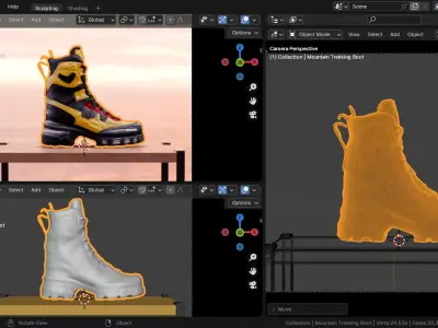 Mountain Trekking Boots Free low-poly 3D model