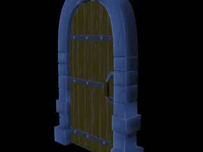 Stylized Dungeon Door Low-poly 3D model