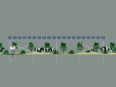 Lowpoly Agricultural Solar Energy Systems Type-1 Low-poly 3D model