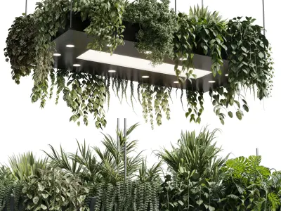 Rectangle pot light pendant - plant light hanging 18 3D model