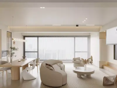 Modern living room dining room interior scenes 306 3D model