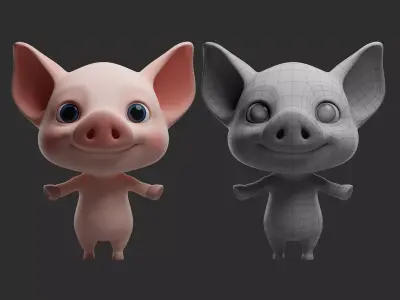 Pig Cartoon Low-poly 3D model