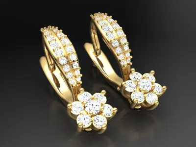 Earring E14 The luxury female earring with gems 3D print model