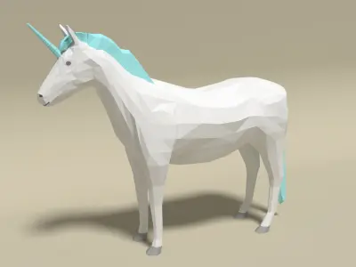 Low Poly Cartoon Unicorn Low-poly 3D model