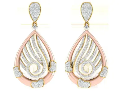 Solitaire Women Drop Earring 3dm STL OBJ FBX Renders Details 3D print model buy