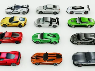 12 lowpoly Sportscars vol2 Low-poly 3D model