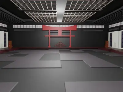 Dojo Fighting Hall Low-poly 3D model