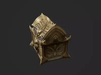 Demonic Treasure Chest Dark Ritual Treasure Box Low-poly 3D model