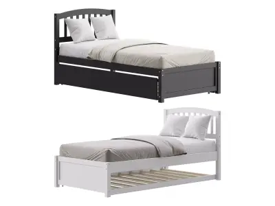 Twin Size Platform Bed Wood Bed 3D model