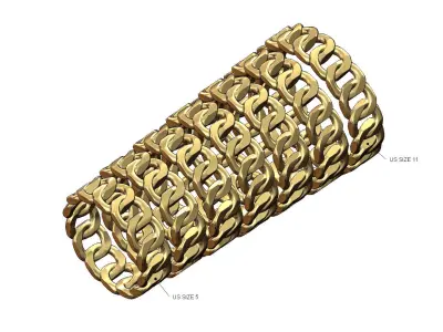 Thin square facets cuban link eternity band size 5to11 3D print model
