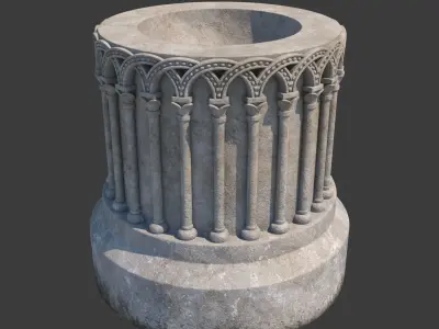 Church Furniture - Stone Baptismal Font 01 Ancaster 3D model