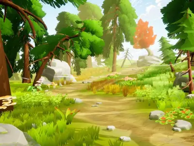 Stylized Nature Environment Pack with more 110 Assets Low-poly 3D model