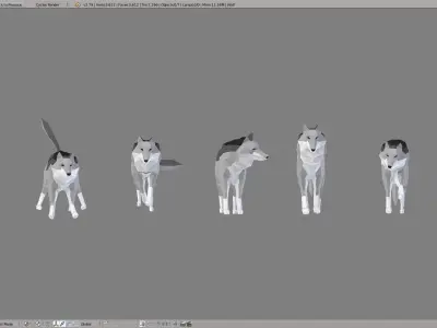 Wolves polygonal wolf Low-poly 3D model