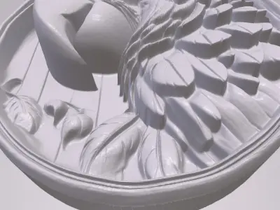 Macaw 3 basrelief for 3D printing 3D print model