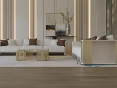 Modern Luxury Sofa Set with Golden Accents 3D model