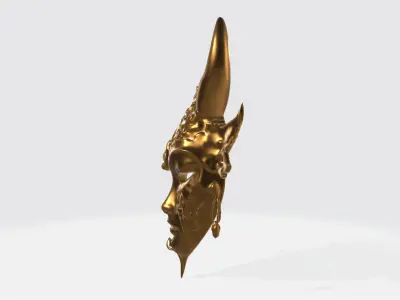 Golden Divine Demon Mask Low-poly 3D model