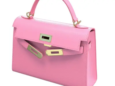 Hermes Kelly Bag Pink Leather Low-poly 3D model