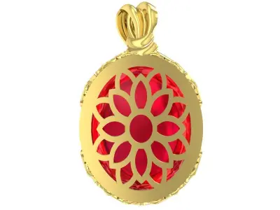 Luxury Oval Cabochon Red Stone Pendant 3D Model 3354 3D print model