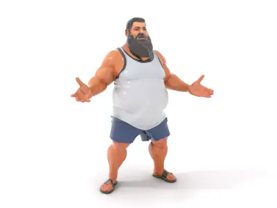 Bearded Casual Rigged and Animated D Character Model Low-poly 3D model