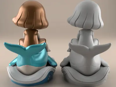 Dolphin Ride 3D Model for Kids Room Decor STL File 3D print model