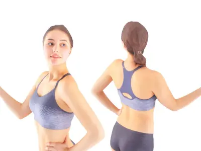 Slim sporty female 11 Low-poly 3D model