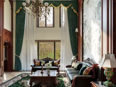 Luxury living room dining room interior scenes 02 3D model