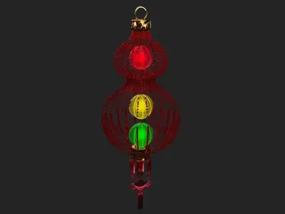  Chinese  red gourd lantern   Low-poly 3D model