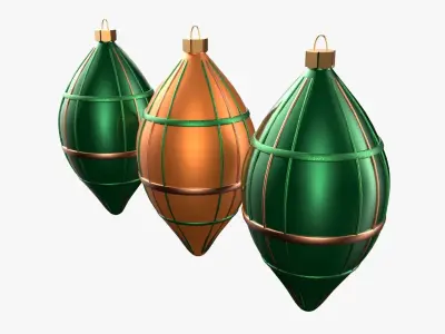 Christmas Tree Ornament Set6 - Green Orange 3D model