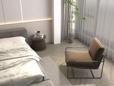 Modern Bedroom Scene 25 3D model