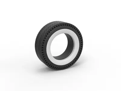 Whitewall rear tire of vintage dragster Version 8 Scale 1 to 25 3D print model