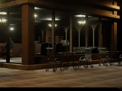 simple barber shop Low-poly 3D model