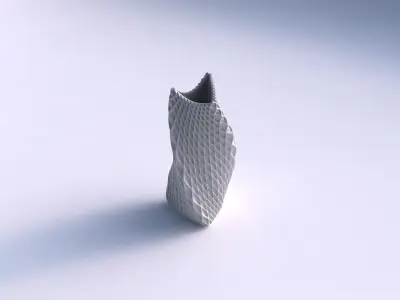 Vase twist curved tipping triangle 2 with grid piramides 3D print model