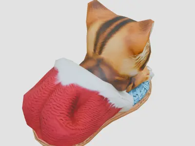 Cute Cat in Cozy Slipper Toy Low-poly 3D model