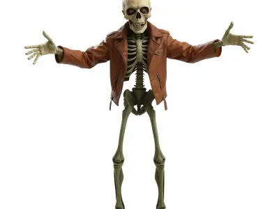 Stylish Skeleton Character in Leather Jacket for Games and An... Low-poly 3D model