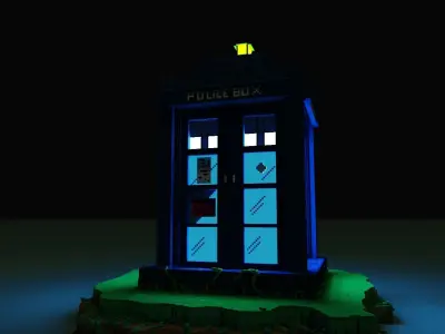 Doctor who police box tardis voxel design Free low-poly 3D model