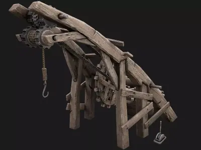 Medieval Crane Low-poly 3D model