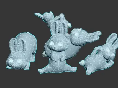 rabbits group of bunny figurines 3D print model