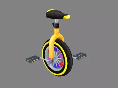 Cartoon unicycle Low-poly 3D model