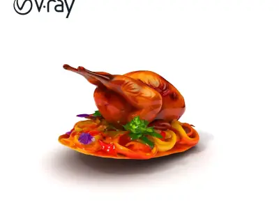 Gourmet Roasted Duck with Pasta Model Pack Low-poly 3D model