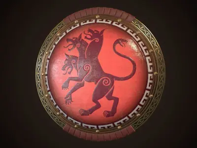 Hoplite Shield Cerberus Low-poly 3D model