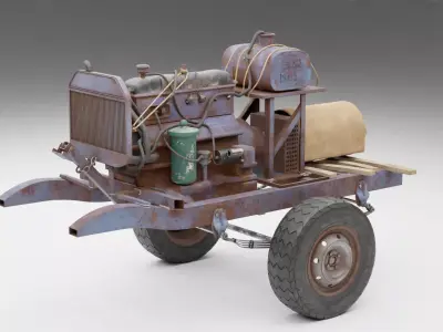 Old Rusty Generator Low-poly 3D model
