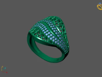 STL 3DM Women Ring Womens Ring Diamonds With Stone Model 3D print model