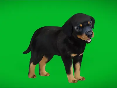 Rottweiler Puppy Dog Low-poly 3D model