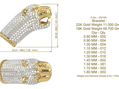 Tiger Face - Bracelet - 250108 3D print model