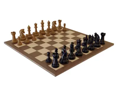  Chess set wooden 3D model