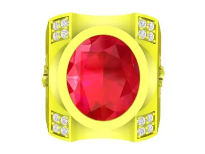 Luxury Oval Gemstone Statement Ring for Men 4901 3D print model