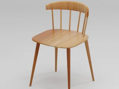 Wooden Chair Low-poly 3D model