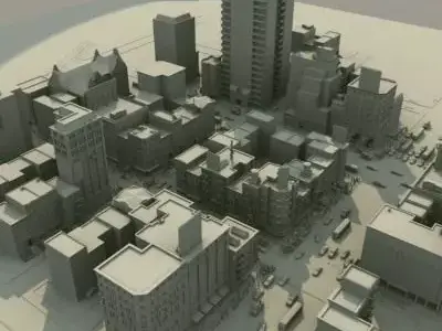 City Street Scene Populated 3D model