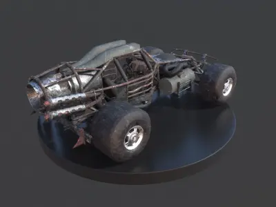 Post-Apo Dune Buggy ATV Low-poly 3D model