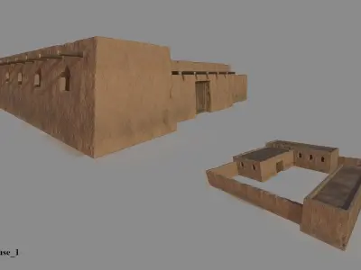 Asian Historical Buildings Low-poly 3D model